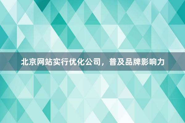 北京网站实行优化公司，普及品牌影响力